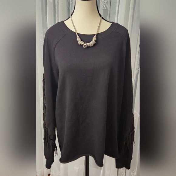 BLK DNM Womens Fringe Sweatshirt - Picture 4 of 12